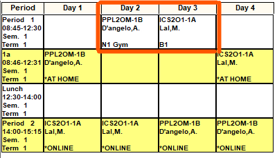 Time table